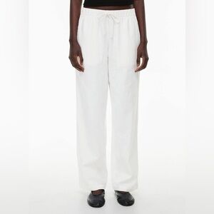 Aritzia Babaton White Drawstring Linen Pants size Large